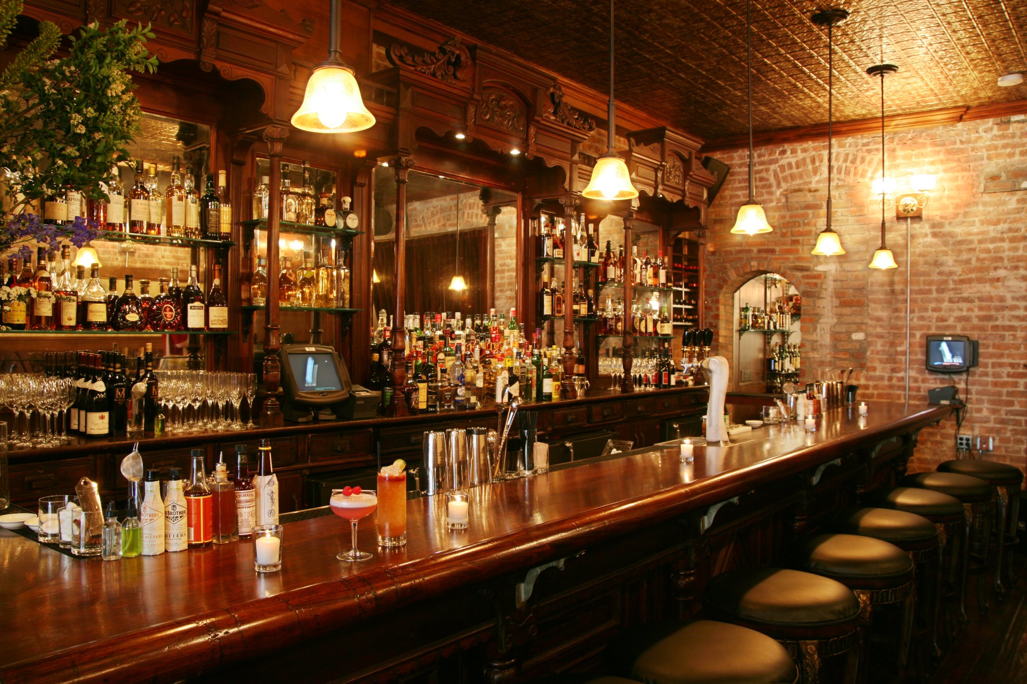 The interior of Clover Club New York, named after the Clover Club recipe