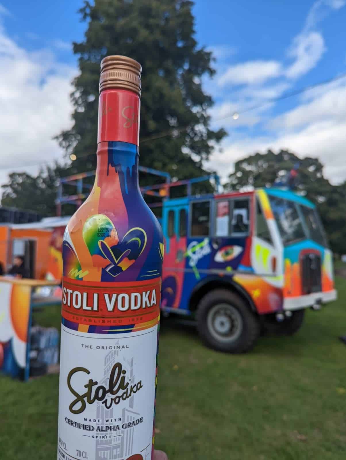 Stoli Fire Truck with a bottle of Stoli Vodka at London Cocktail Week