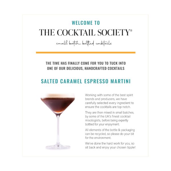 Salted Caramel Espresso Martini Ready to Drink Bottled Cocktail Insert