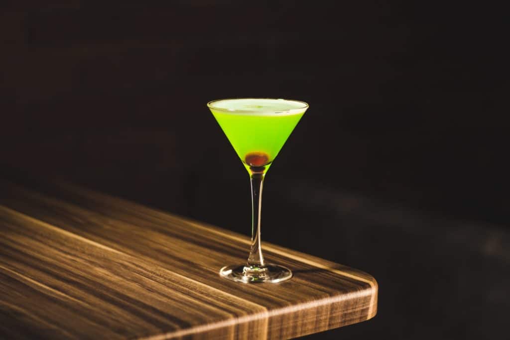 The green Japanese Slipper recipe in a martini glass