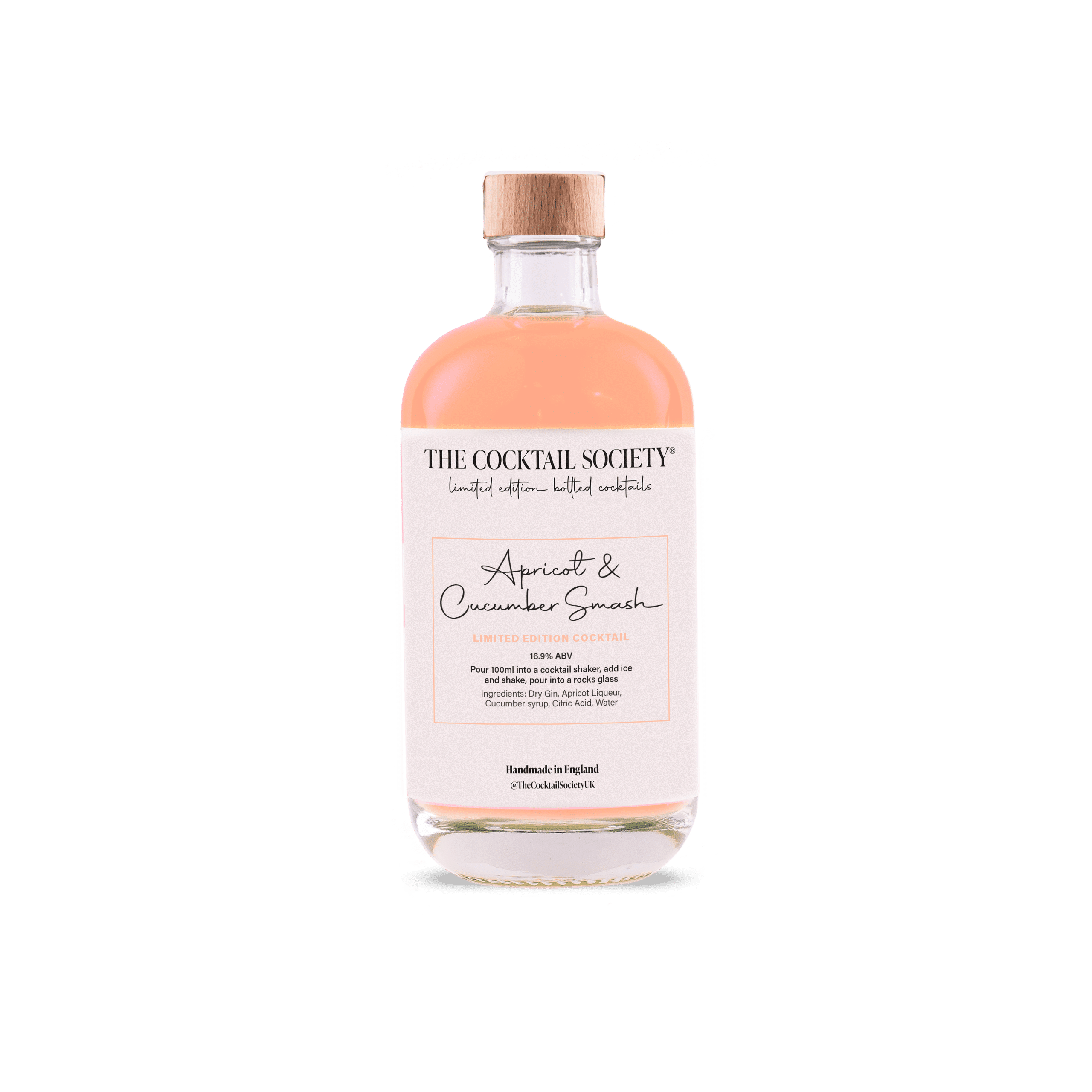 Apricot and cucumber smash bottled cocktail